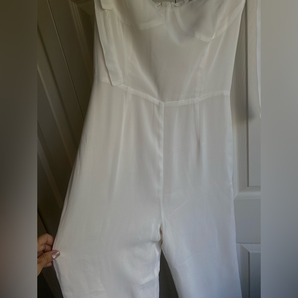 NEW Reformation Alfred Tie-Shoulder Wide-Leg Jumpsuit in Ivory Size 4 - Picture 7 of 12